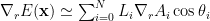 \nabla_r E(\mathbf{x}) \simeq \sum_{i=0}^N L_i \nabla_r A_i \cos\theta_i